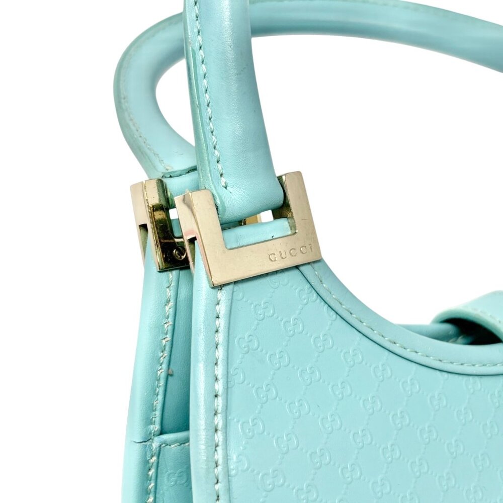 GUCCI Vintage Micro GG Monogram Logo Jackie Mini Tote Bag Mint Blue [105560] - Picture 10 of 14